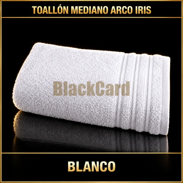 TOALLON MEDIANO C/ DETALLES ARCO IRIS BLANCO