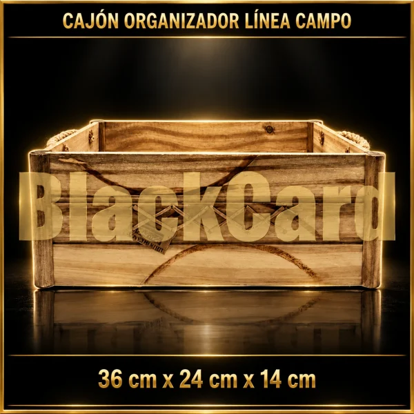 CAJON ORGANIZADOR DE MADERA LINEA CAMPO 36X24X14CM