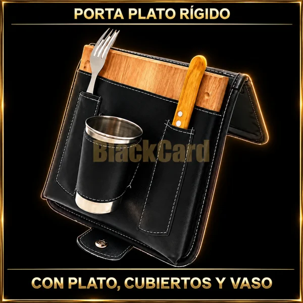 PORTA PLATO RIGIDO CON PLATO C/CUBIERTOS Y VASO