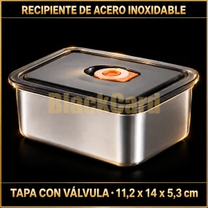 RECIPIENTES DE ACERO INOXIDABLE TAPA CON VALVULA DE AIRE 11,2 x 14 x 5,3 cm