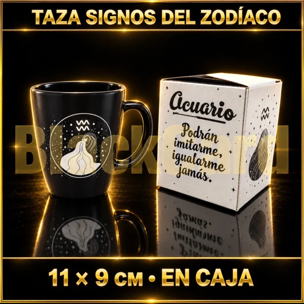 JARRO MUG VIDRIO SIGNOS DEL ZODIACO CHOCOLATE 11X9CM EN CAJA