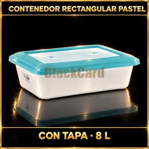 CONTENEDOR RECTANGULAR C/TAPA PASTEL CAPACIDAD 8 LTS