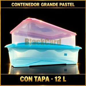 CONTENEDOR GRANDE C/TAPA PASTEL CAPACIDAD 12 LTS
