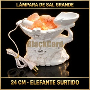 LAMPARA DE SAL GRANDE 24CM ELEFANTE SURTIDO