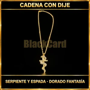 CADENA CON DIJE SERPIENTE Y ESPADA- DORADO (FANTASÍA)