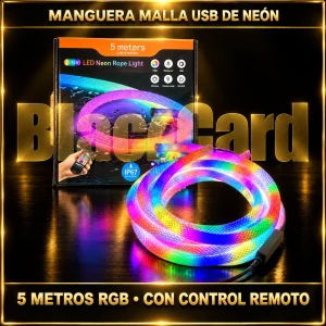 MANGUERA MALLA USB DE NEON 5 METROS RGB CON CONTROL REMOTO
